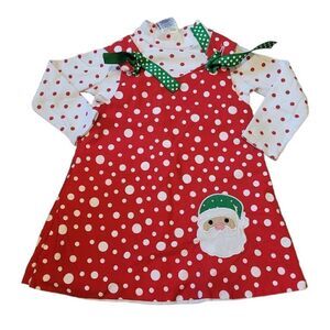 Santa red polka-dot  Christmas overall  dress